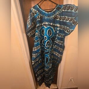 Nigerian Tie Dye Adire Silk Bubu Kaftan Dress